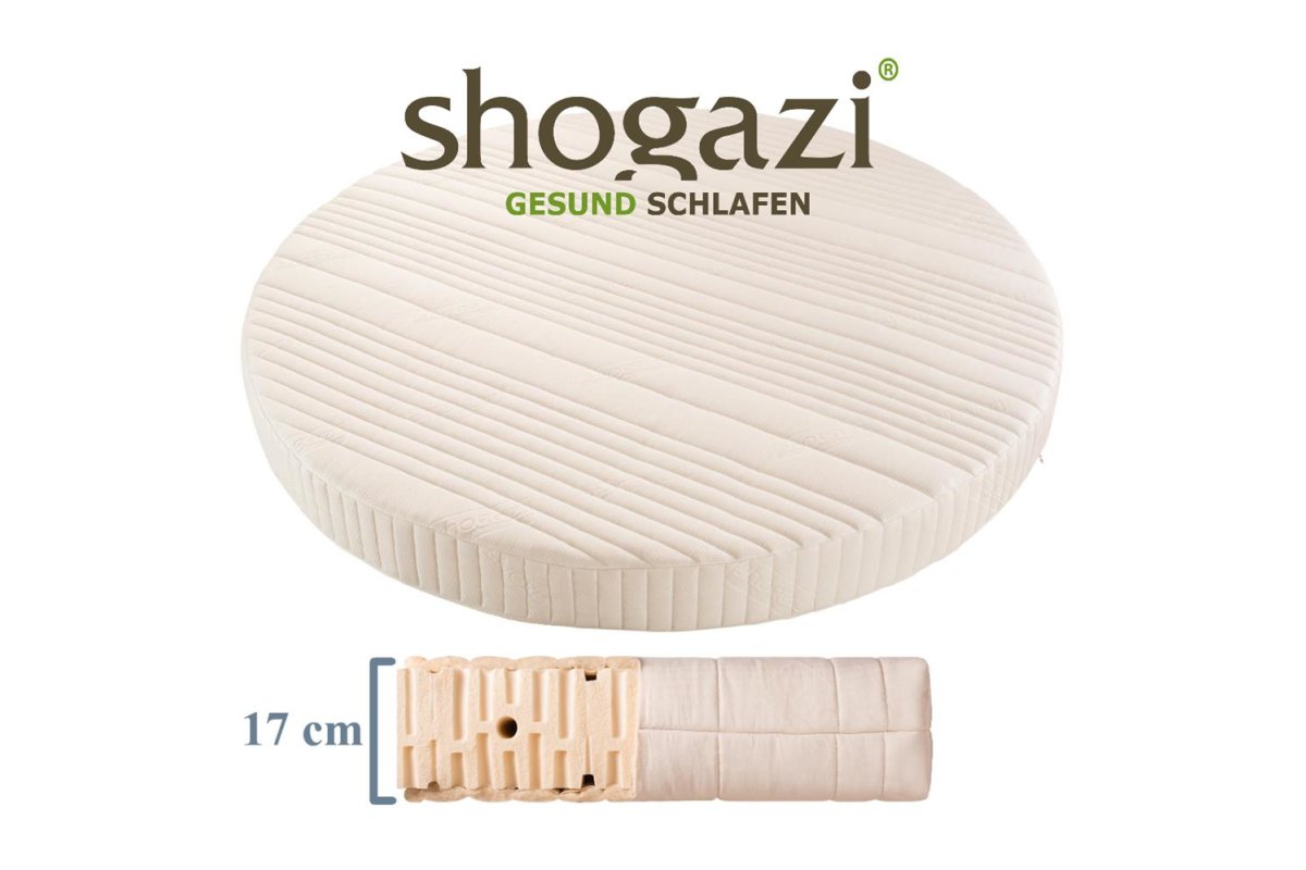 Runde Matratze 100% Naturlatex 5-Zonen 17 cm Premium Comfort Shogazi